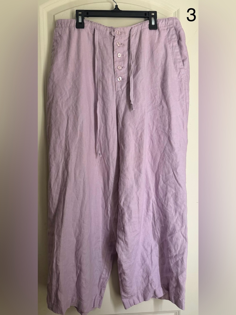 Chadwicks Women’s Sz 14 Cropped Linen Pants Elastic Waist Pockets casual boho - Picture 2 of 10